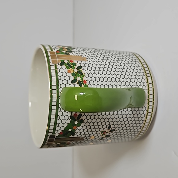 Anthropologie Limited Edition Festive bistro tile monogram mug initial F - Picture 6 of 8